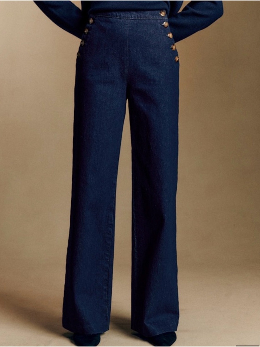 Sezane Dark Navy Wide-Leg Sailor Jeans